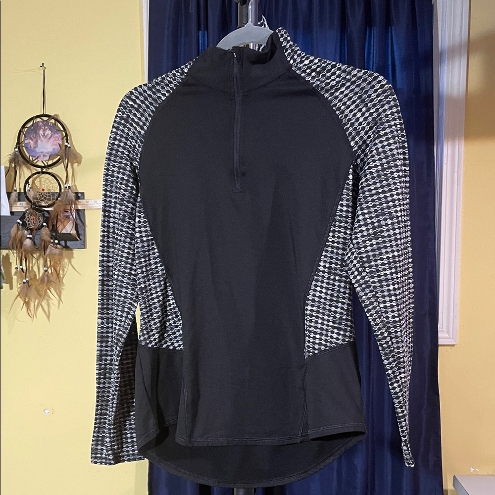 Athletic Works Women’s Active Performance 1/4 Zip Textured Black White Size M